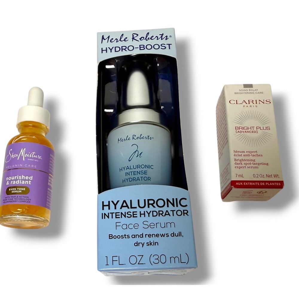 SheaMoisture Merle Roberts Clarins Face Serum Bundle Dark Spot Hyaluronic New